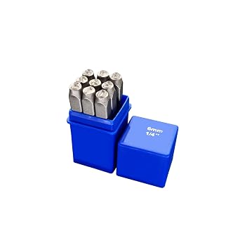 Number Metal Stamp Set, 410 mm, Digital 0 to 9, Numbers Punch Set Wood Leather Steel Punch Tools Leather Craft Stamp 1/4" 6 mm