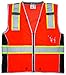 MCR Safety SURVCL2OM Safety Vest, Class 2, 3" Silver/Lime Reflective Stripes, Zipper, Black Side Panels, Orange, Medium