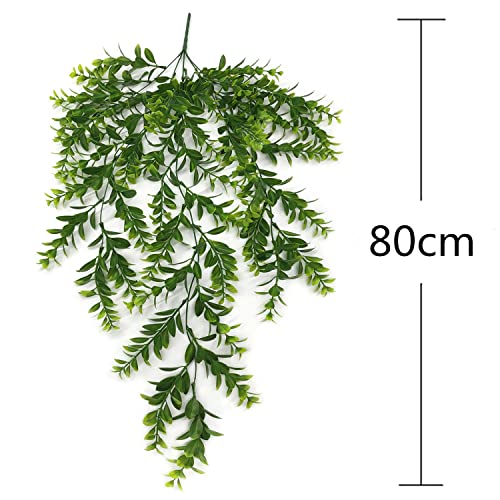HAOSTAR 2 Pcs Artificial Hanging Plants Faux Plants Fake Eucalyptus Vine 2.6ft Fake Hanging Plants Artificial Plants Fake Ivy Vine for Wall Home Decor Indoor Outdoor Decoration, Green