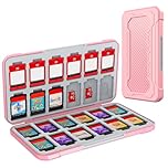 HEIYING Switch Game Case for Nintendo Switch 2/Lite/OLED, Pink Memory Storage Holder Case with 24 Game Card Slots and 24 Micro SD Cards Slots