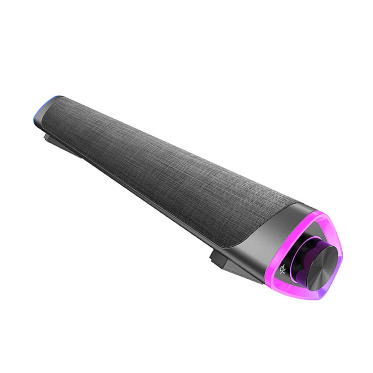jojofuny Soundbar Cablato per Computer Doppio Altoparlante, Tessuto Nero, Potenza 6w, Design Salvaspazio per Ufficio e Gaming