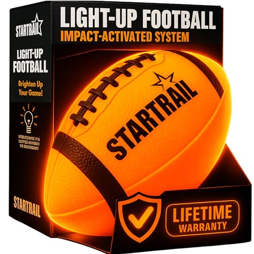 TOMLEON Glow in The Dark Football | Ultra-Bright Double LED Light-Up Football Size 6 with 3 Extra Batteries and Pump for Kids & Teens Ages 6+ | Outdoor Fun for Evening Play, Camping & Beach Games