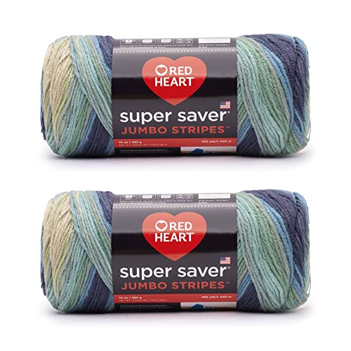 Image of Red Heart Super Saver Jumbo Sutherland Stripe Yarn - 2 Pack of 283g /14oz - Acrylic - 4 Medium (Worsted) - 482 Yards - Knitting /Crochet
