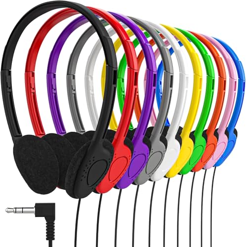 Maeline Bulk Classroom Headphones 500 Pack On-Ear Wired...