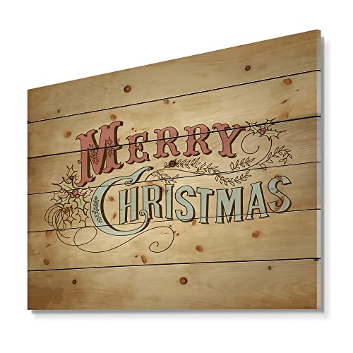 Cadeau de Noël panneau bois Merry Christmas DesignQ vintage pour la famille