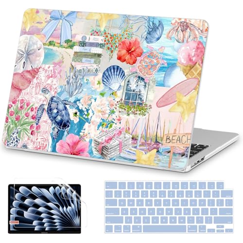 Image of AKIT for MacBook Air 15 inch Case M5 M4 M3 M2 Chip 2026-2023, Sea Turtle | A3448 A3241 A3114 A2941,Funny Unique Pattern Hard Shell Laptop Case+Keyboard Cover+Screen Protector for MacBook Air 15 inch