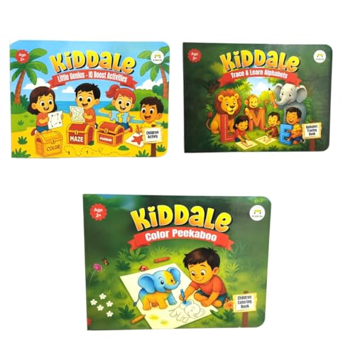 Image of Kiddale Early Learning Pack - 3 Non-Sound Books for Toddlers: Alphabet Tracing, Color Peekaboo & 16 Brain-Boosting Activities