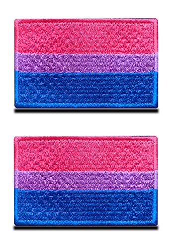 2 Stück LGBT Regenbogen Bisexual Flagge Patch, Regenbogen Bestickter Verschluss Emblem,Schwulenstolz Bisexuell Patches für Rucksäcke, Mützen, Westen, Helme, Jacken, Kleidung