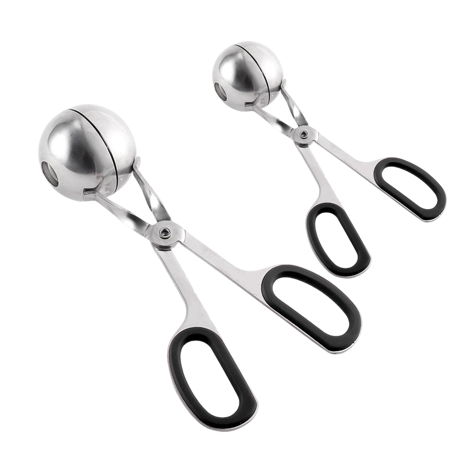 Bottone 2Pcs Premium Stainless Steel Cooking Meat Baller Tongs with Soft Antislip Handle Great for Meatballs Fish Ball and Dough Meatballs Maker Tool