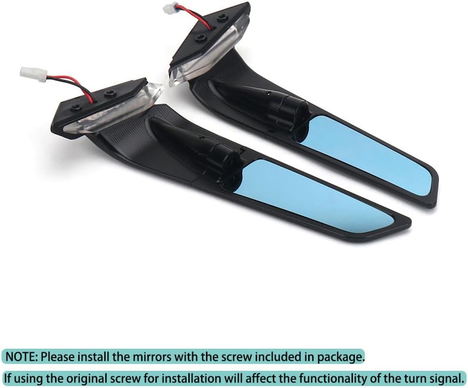 Motorcycle CNC Side Mirrors with LED Light Fits for Ducati Panigale V4 V4S V4R 2019-2024 PANIGALE V2 2020-2024 Anti-glare Blue Lenses Adjustable Wind Wing Rearview Mirrors Turn Signal Mirrors