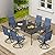 VICLLAX 7 Pieces Outdoor Dining Set, Patio Furniture Set of 6 Patio Swivel Dining Chairs and Rectangular Patio Table with Storage Shelf, Navy Blue Chairs & Black Tabletop