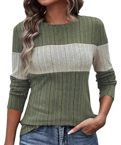 EIRUKON Jersey Mujer Cuello Redondo Jerséis para Mujer Casual Camisetas Manga Larga Otoño Invierno Ligero Suéter Basica Pullover Tops S-XXL