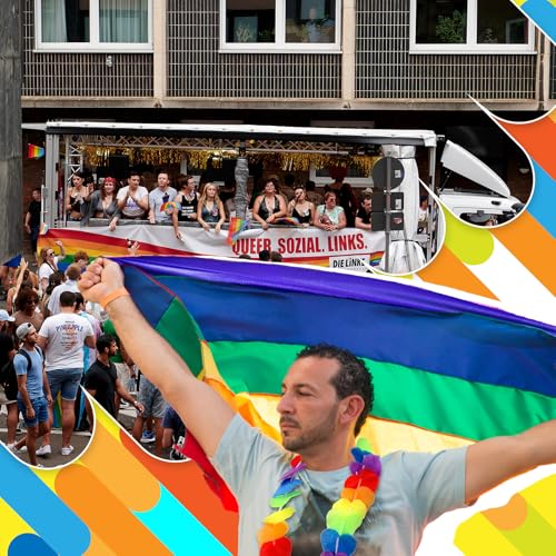 Image of HunnmingRe 100 Pcs Rainbow LGBT Pride Accessories Rainbow Heart Banner Leis Progress Garland LGBTQ Gay Neck Loop Pride Month Floral Decorations for Parade Tropical Hawaiian Luau Party Decorations