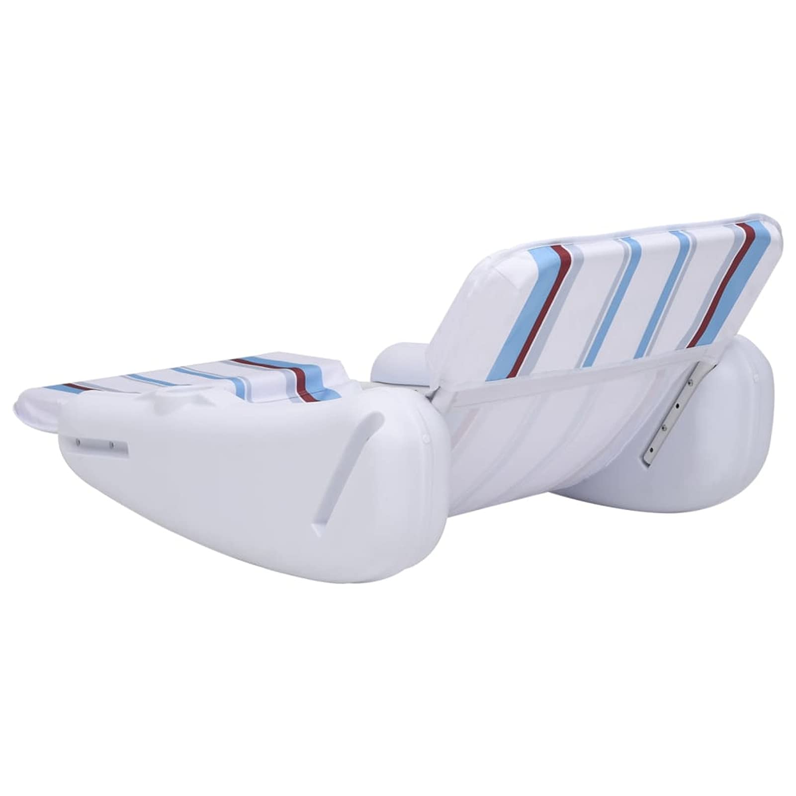 Sillón flotante para piscina, hinchable con portavasos integrado, hamaca flotante, colchón hinchable para playa, plegable, blanco, azul y marrón, HDPE, poliéster