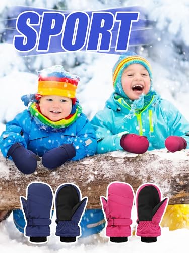 Image of Newcotte 6 Pairs Winter Ski Mittens Kids Waterproof Warm Snow Gloves for Boys Girls Cold Weather Outdoor Activities