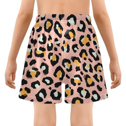Bolaz Toddler Boys Swimwear Swim Trunks with Compression Liner 4T Cheetah Leopard Print3