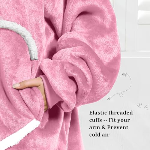 Image of Oversized Wearab Blanket Hoodie, Cozy Flannel Blanket with Sleeves and Zipper for Women, Mens, Teens