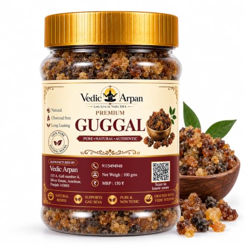 Vedic Arpan Afgani Guggal (Pure, Natural & Grade 1) Commiphora Mukul for Dhoop, Dhuni or Hawan (400 Gm)