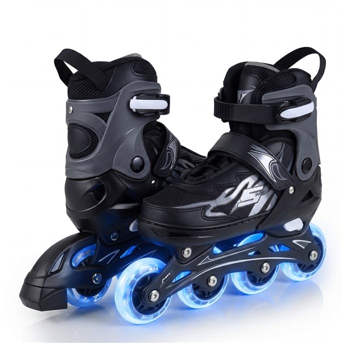 GOPLUS Inliner Kinder, Rollschuhe für 5-7/7-9/9-14 Jahren, Inline-Skates mit 4 Größen verstellbar & 4 leuchtenden Rollen, Inlineskates für Erwachsene, Jungen & Mädchen, Rollerskates Indoor & Outdoor