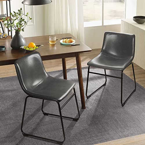 Image of Waleaf Dining Chairs Set of 2, 18 inch Faux Leather Counter Height Bar Stools