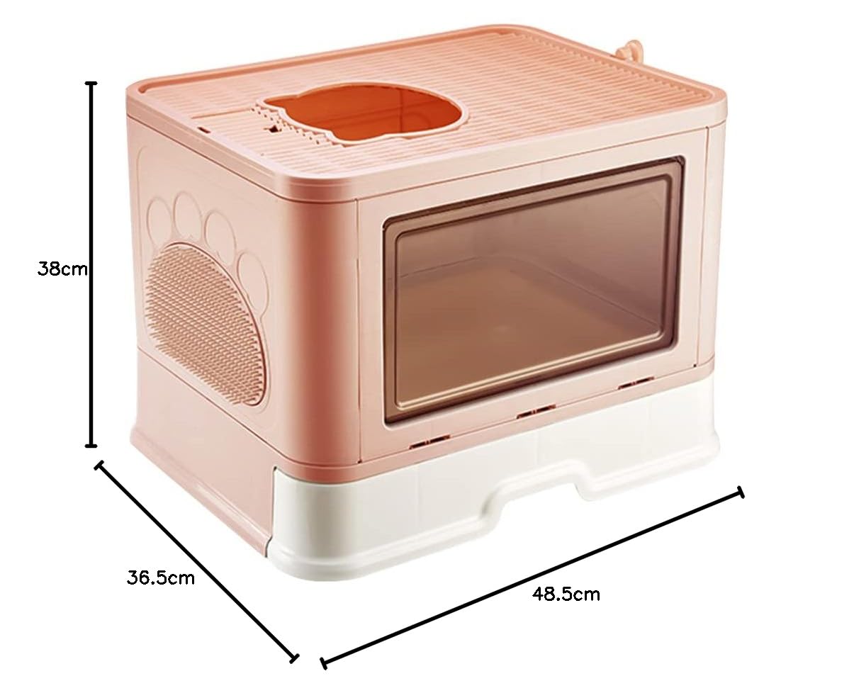 Arenero Gatos Grande - Arenero Autolimpiable para Gatos, Bandeja de Arena - Pala Incluida, Arenero Gatos Cubierto, Cat Litter Box. (Rosa)