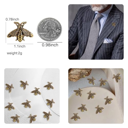 Image of 10 Pack Cute Funny Vintage Bee Brooches Pin Set Fashion Retro Animal Themed Lapel Brooches Jewelry Suit Brooch for Men Women Gold Silver Plated