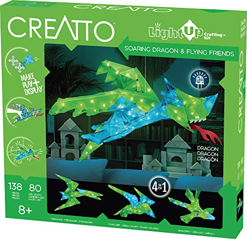 Thames & Kosmos Creatto Soaring Dragon & Flying Friends Light-Up 3D Puzzle Kit | Includes Creatto Puzzle Pieces to Make Your Own Illuminated Craft Creations | DIY Activity Kit & LED Lights #1