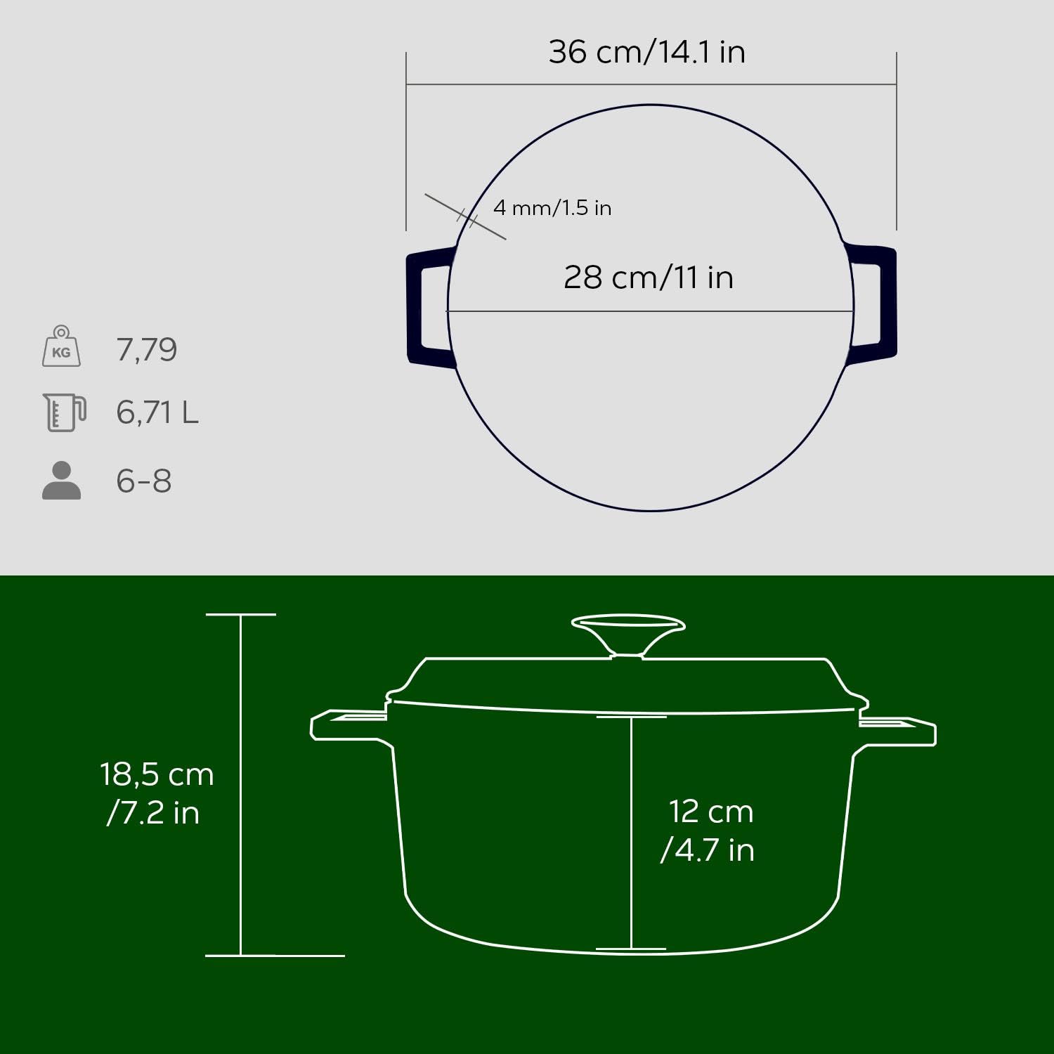 Amazon.co.jp: LAVA 鋳鉄製 特大グリーンラウンドキャセロール、28cm