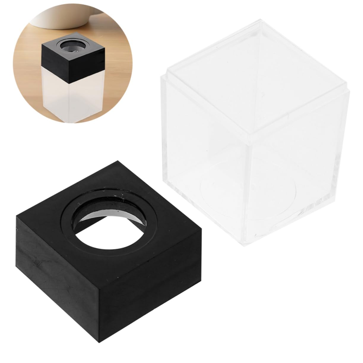 Porta Graffette Magnetico Compatto 12 Pezzi in Plastica Nera, Organizer Quadrato Versatile Design Elegante per Utilizzo Scolastico e Domestico