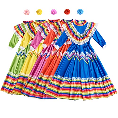 Girls Mexican Dress Folklorico Traditional Dresses Toddler Holiday Dance Skirt Kids Carnival Birthday Gowns2
