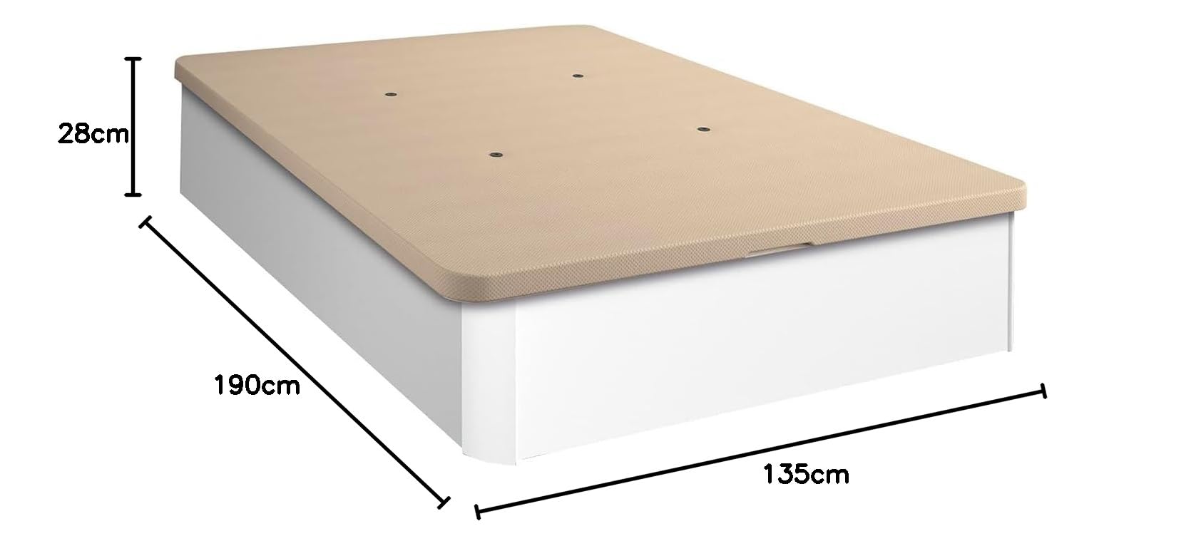 HOGAR24 ES | Canapé Abatible Noruega | Arcón de Almacenaje de Gran Capacidad | Tapa con Válvulas de Transpiración | Color Blanco | Medida: 135x190 cm