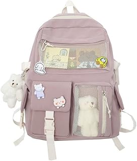 QIANLUJING Zaino Kawaii con Spilla Kawaii Simpatici Accessori Zaino, con Zaino Kawaii Pin e Accessori, Zaino Kawaii con Spilla Kawaii e Accessori (Pink)