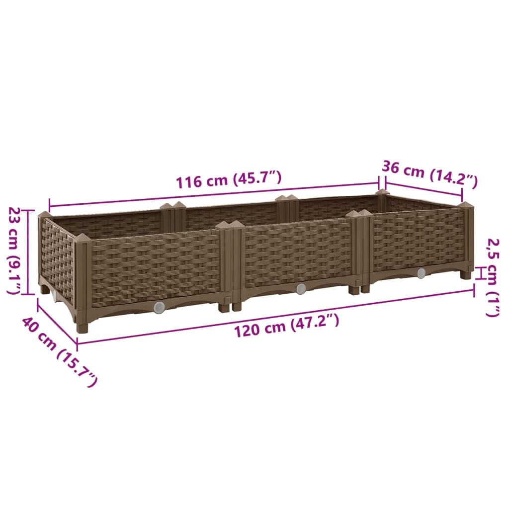 Fioriera Rialzata 120x40x23 cm in Polipropilene,Cassetta da Giardino Alta in Polipropilene Perfetta per il Tuo Balcone, Cortile o Orto Domestico Vasi e accessori per piante