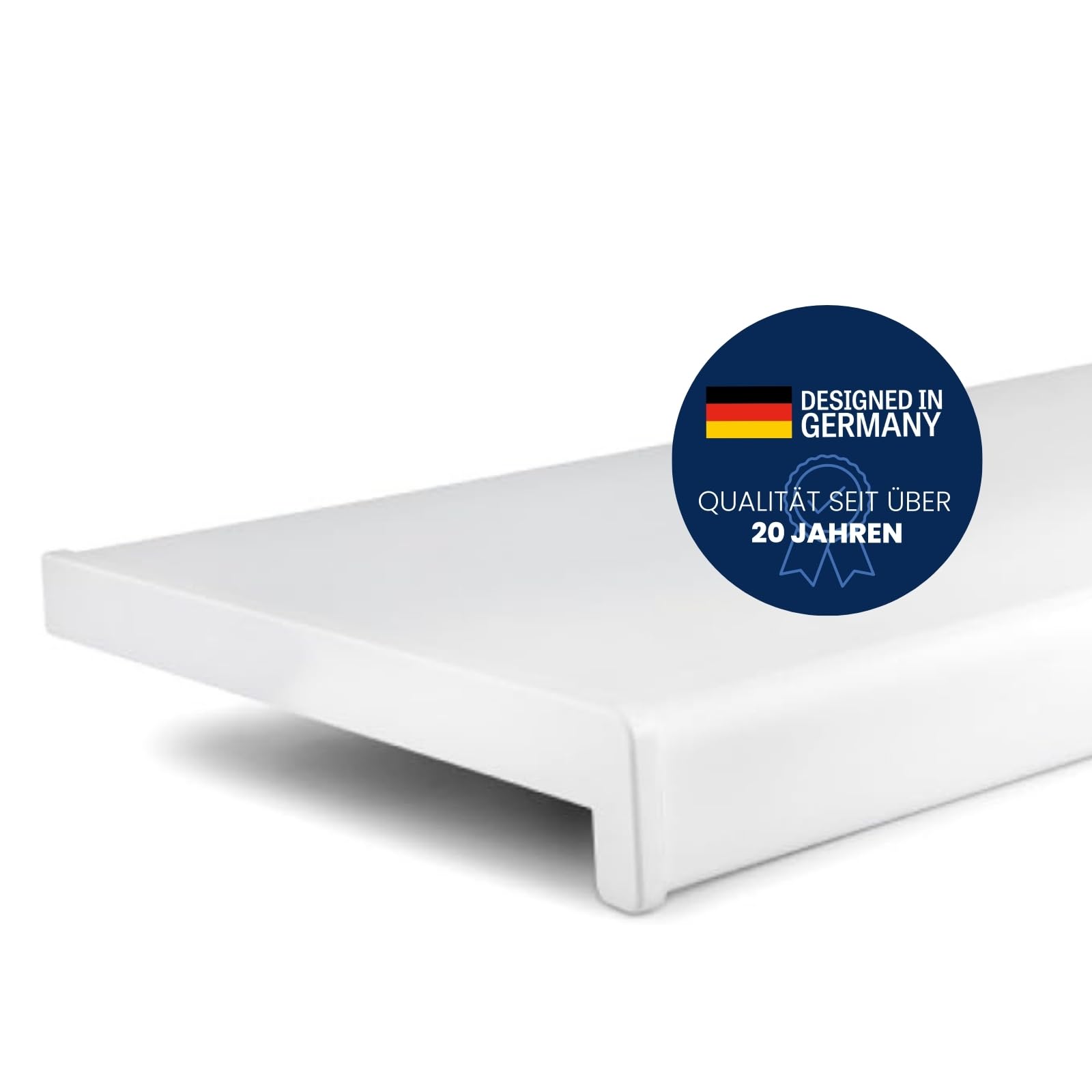 TJ Fensterbank Innen I 35 x 130 cm I weiß I hochwertige PVC Fensterbank mit Seitenabschluss I Fensterbrett kratzfest & feuchtigkeitsundurchlässig I pflegeleichter & langlebiger Fenstersims für Innen