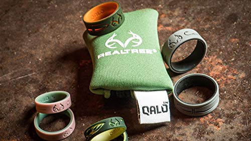 QALO Women's Rubber Silicone Ring, Strata Realtree Tail Feather, Comfort Fit, Silicone Wedding Ring for Women, Breathable, Durable Engagement Silicone Band, 6mm Wide 1.85mm Thick, Blush & Sage, Size 53