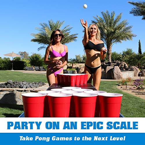 GoPong 36 oz Giant Red Party Cups 50 PACK - Holds Twice as Much as Standard Party Cups Includes 4 XL Pong Balls
