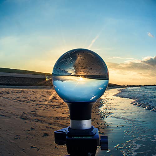 Omylens Lens Ball with Mount, K9 Crystal Ball (80mm) + Suction Mount Cup + Flat Base (1/4