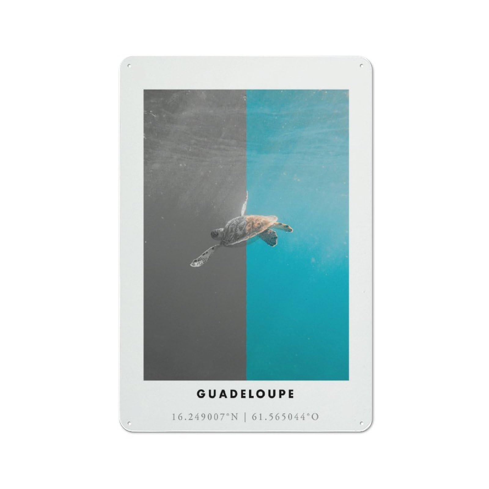 Junmoney Style-21 Retro-Style Tin Sign 30X20cm Featuring Sea Turtle Guadeloupe For Hallway Wall, For Garage, Workshop And Man Cave Decoration