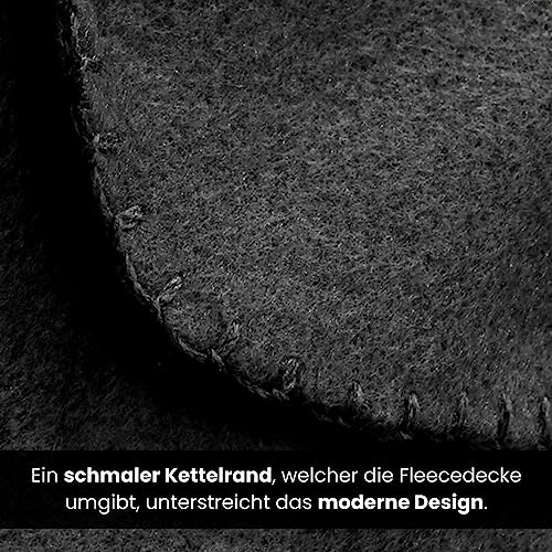 wometo 2er Set Polar Fleecedecke oekoTex 130x160 ca. 400g mit Anti-Pilling und Kettelrand schwarz