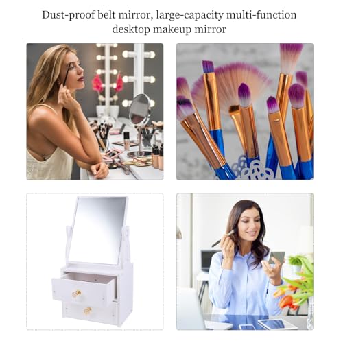 Espejo de maquillaje de mesa minkissy con caja organizadora miniatura 3