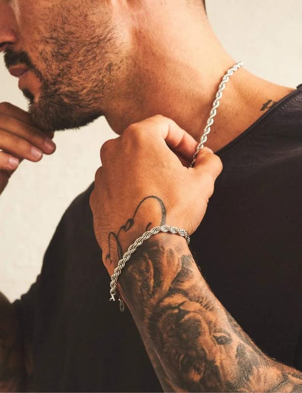 925 Sterling Silver Rope Bracelets 2/3/5mm Silver/Gold Bracelets for Women Rope Chain Bracelet for Men 6.5-9 Inches4