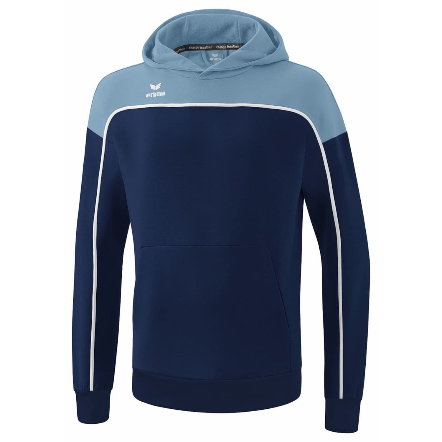 Erima Men's „CHANGE hooded sweatshirt, new navy/faded denim/white, L