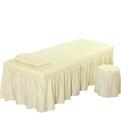 Miniatura 5 de Juego de 3 piezas de mesa de masaje para salón de belleza, sábana de cama, falda de spa, cubierta completa con funda de almohada, funda de taburete..