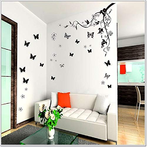 Walplus Sticker mural Papillons 3D et branche fleurie Cover