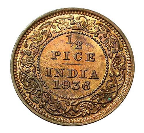 Aranyak Hobby™ Coin Collection Series ~ Half Pice India 1936 King George V UNC Copper Coin