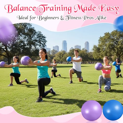 Image of 4 Pcs Small Exercise Pilates Ball Bulk 9 Inch Mini Yoga Balls Anti Burst and Slip for Stability, Fitness, Physical Therapy, Stretching & Core Workout at Home Gym Office Class