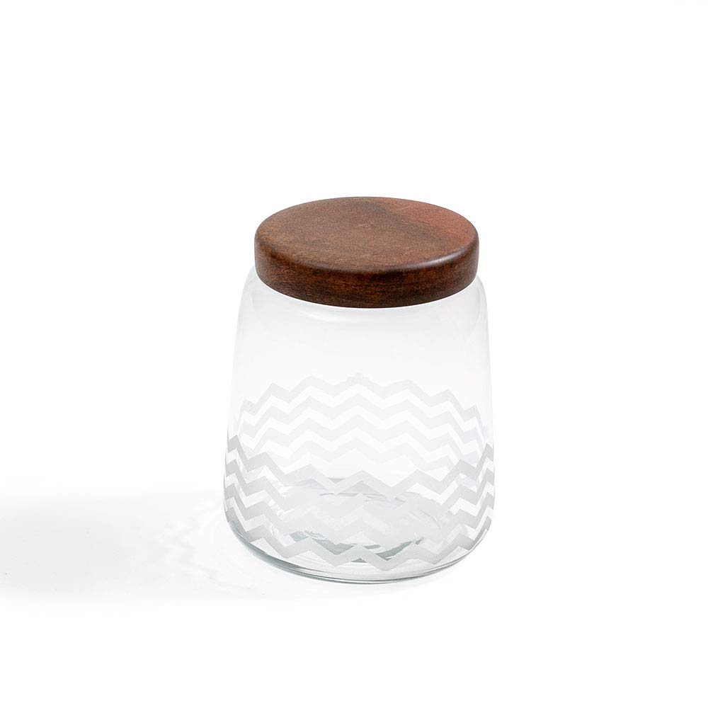 Ellementry Glass Jar with Wooden Lid - Clear -2