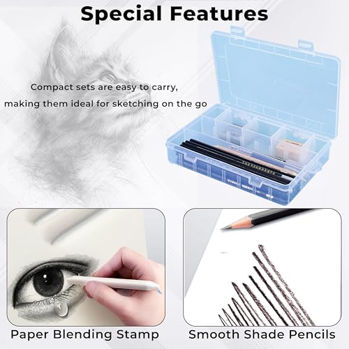 Image of DaKos Sketch Set of 18 Pieces - Drawing and Shading Pencil Set for Artists, Perfect Sketching Kit of Charcol Pencil and Shading Art with Carry Box (MFP1534)