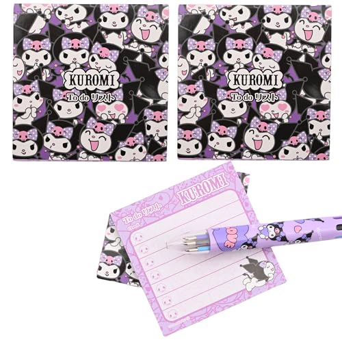 Bloc-notes Kuromi Sanrio kawaii petit carnet de notes portatif et mémo de rappels