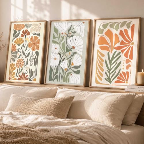 Image of kotart Modern Home Decor Boho Painting Decorative Wall Art poster With Frame For Living Room Bed Room Hotel Wall Decor Digital Reprint Set of 3